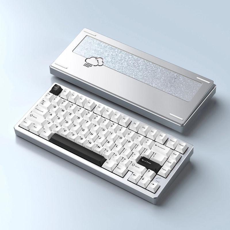 WOBKEY Rainy 75 Pro Aluminum 75% Hotswap Wireless A-RGB Mechanical Keyboard - Color:Silver - Switch:Kailh Cocoa