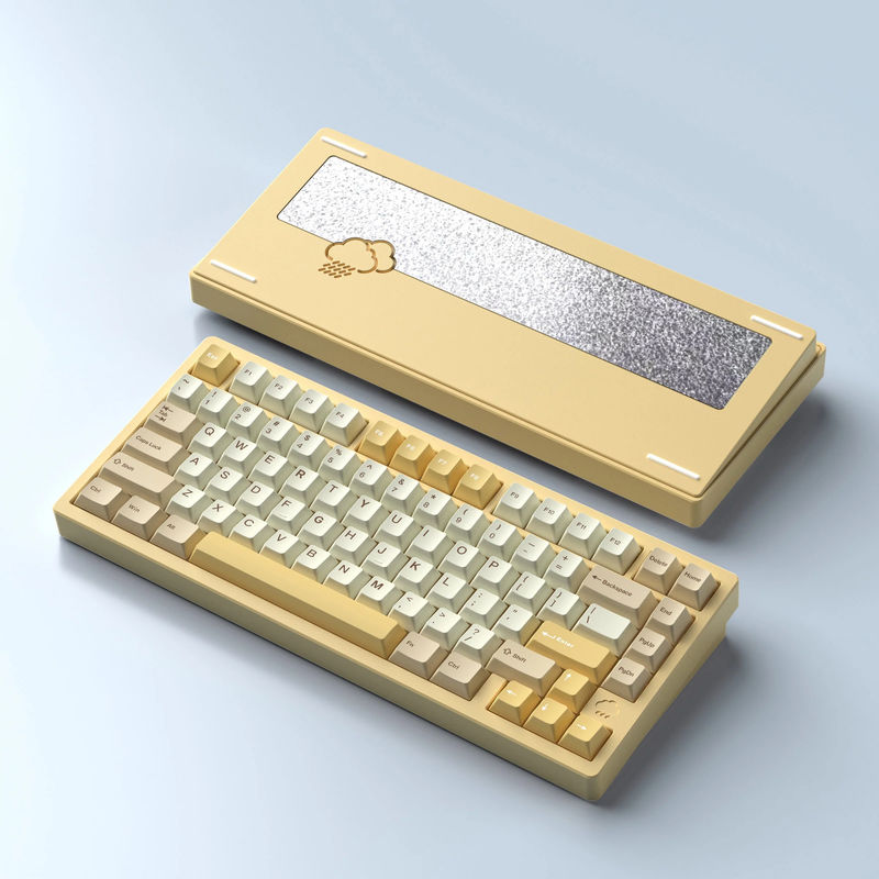 WOBKEY Rainy 75 Pro Aluminum 75% Hotswap Wireless A-RGB Mechanical Keyboard - Color:Yellow - Switch:Kailh Cocoa