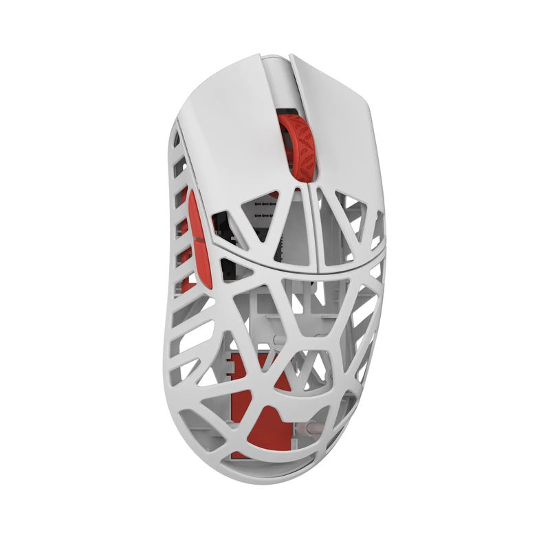 MK x WLMOUSE Beast X Max Wireless 8K Mouse - Color:White & Red - Switch Type:Omron Optical