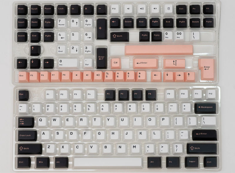 Meko Pink / Black / White 147 Key Cherry Profile Double Shot PBT Keycap Set