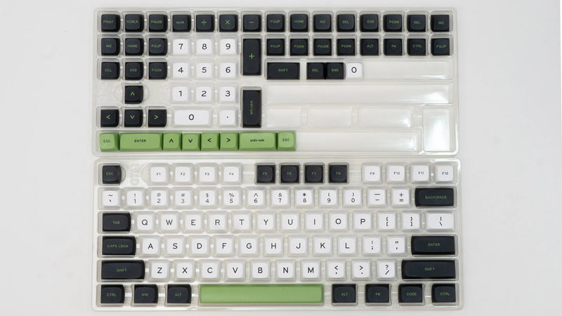 Meko White / Black / Green 132 Key MDA Profile Double Shot PBT Keycap Set
