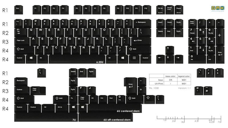 GMK Originative White on Black 143 Key Cherry Profile Double Shot ABS Keycap Set