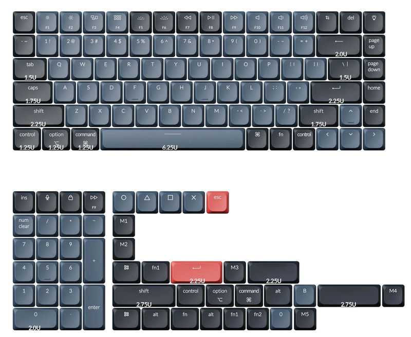 Keychron Grey / Black 119 Key LSA Profile ABS Keycap Set
