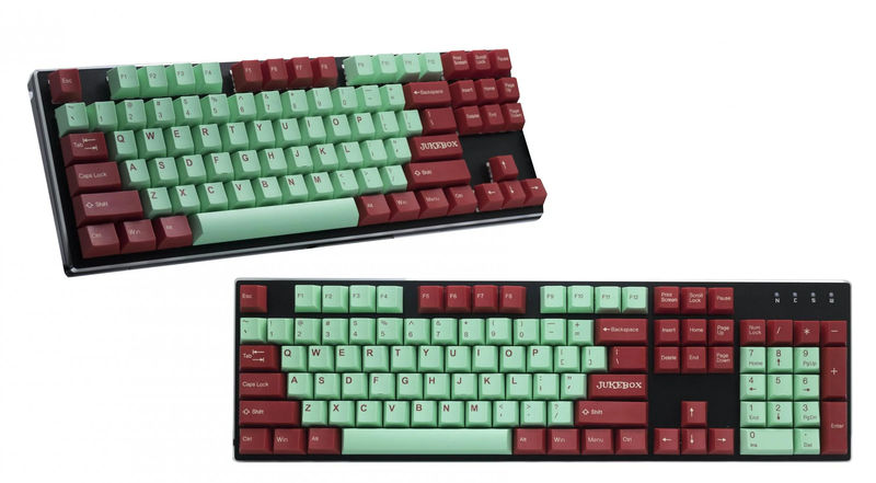 Tai-Hao Jukebox Mint / Red 111 Key Cubic Profile Double Shot ABS Keycap Set