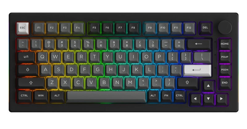 Akko 5075B Plus 75% Hotswap Wireless RGB Keyboard - Color:Black and Silver - Switch:Akko Creamy Blue Pro V3