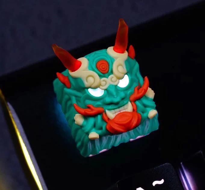 Hot Keys Project HKP Dragon King Teal Orange Artisan Keycap