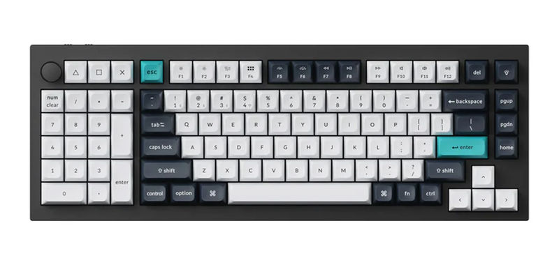 Keychron Q12 Max w/ Knob Southpaw Hotswap Bluetooth 5.1 + 2.4GHz. RGB Win + Mac Mechanical Keyboard - Color:Carbon Black - Switch:Gateron Jupiter Banana