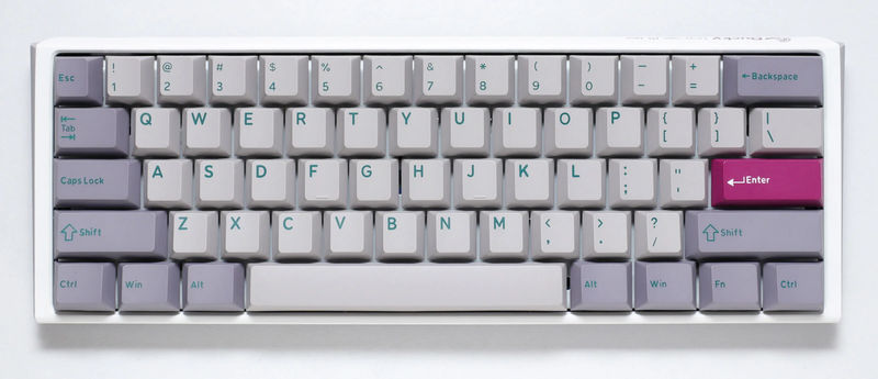 Ducky One 3 Mini Mist Grey 60% Hotswap RGB Double Shot PBT Mechanical Keyboard - Switch:Cherry MX Blue
