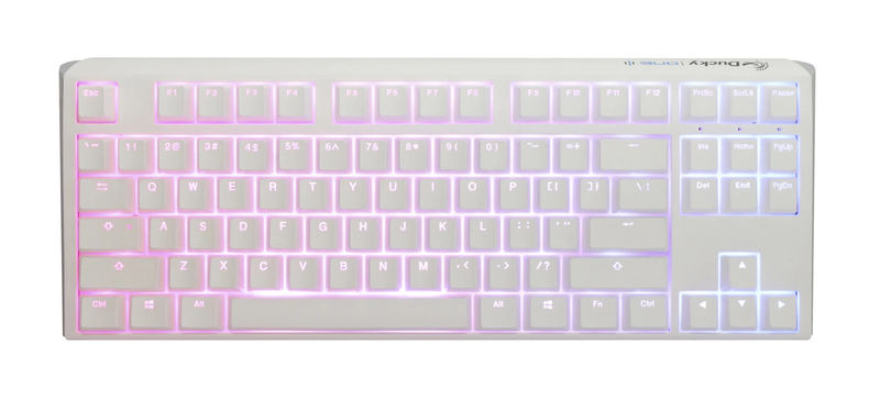 Ducky One 3 TKL Pure White Hotswap RGB Mechanical Keyboard w/ Quack Mechanics - Switch:Cherry MX Blue