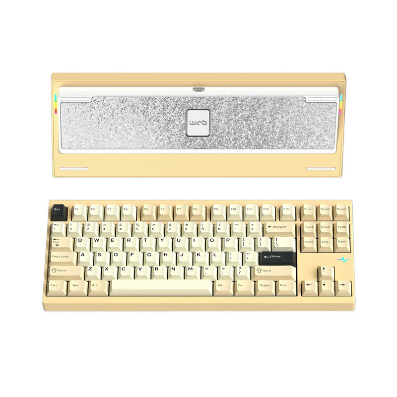 WOBKEY Crush 80 Reboot Pro Aluminum Hotswap Wireless RGB Keyboard - Color:Yellow