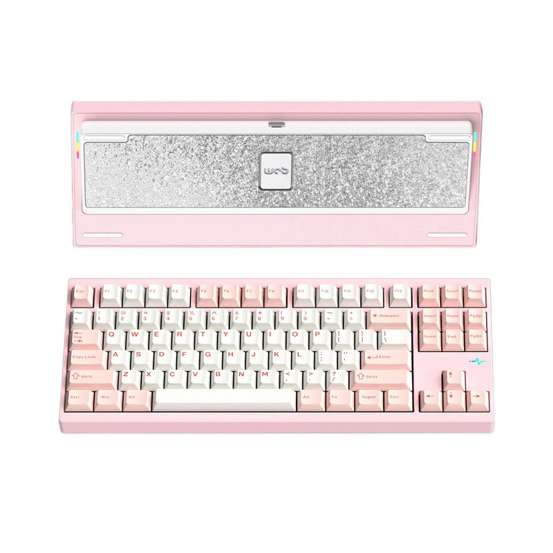 WOBKEY Crush 80 Reboot Pro Aluminum Hotswap Wireless RGB Keyboard - Color:Pink