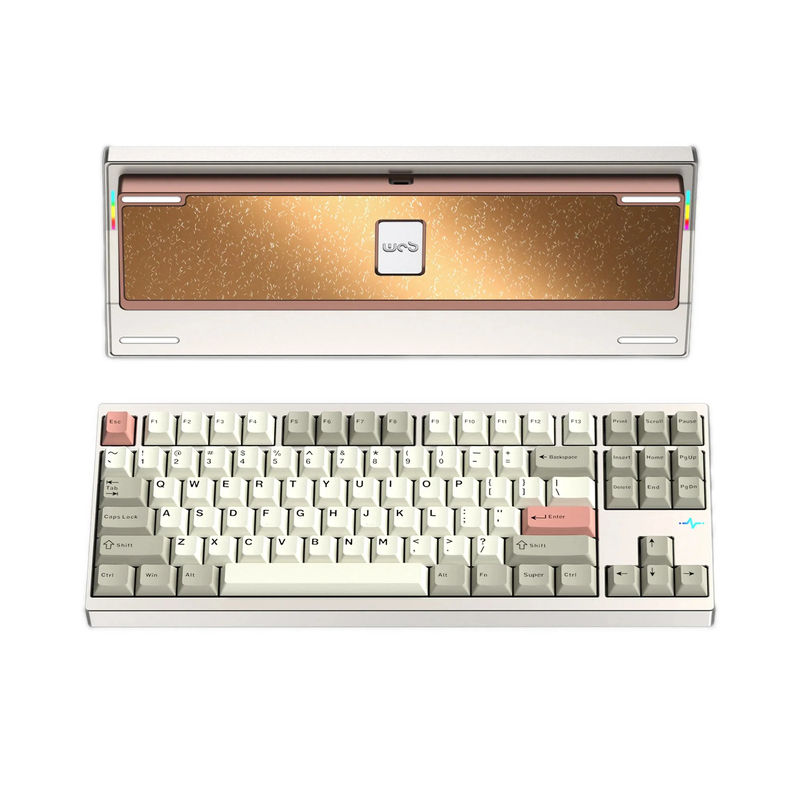 WOBKEY Crush 80 Reboot Pro Aluminum Hotswap Wireless RGB Keyboard - Color:Warm Silver