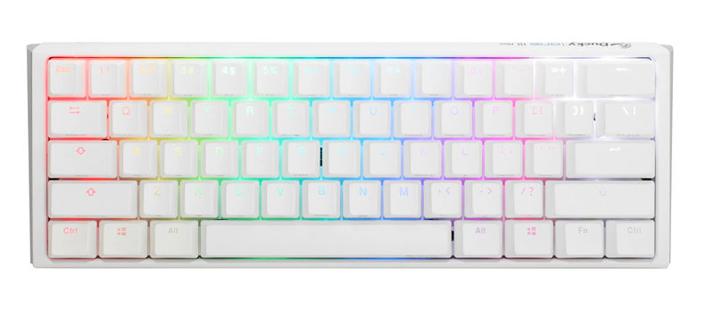 Ducky One 3 Mini Pure White 60% Hotswap RGB Mechanical Keyboard w/ Quack Mechanics - Switch:Cherry MX Clear