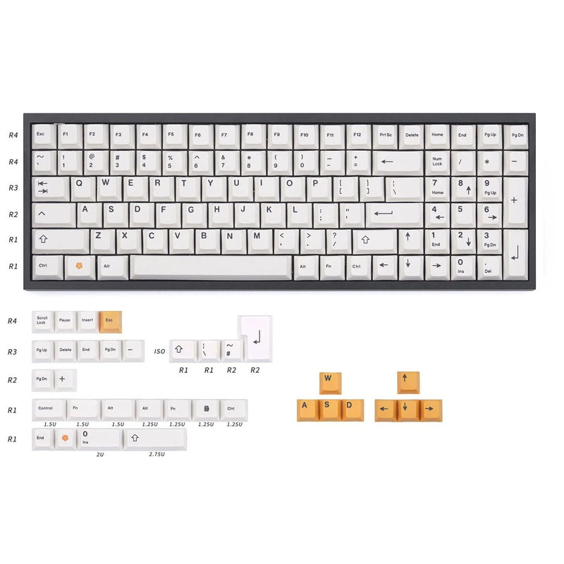 NPKC White Orange 134 Key Cherry Profile Dye Sub PBT Keycap Set