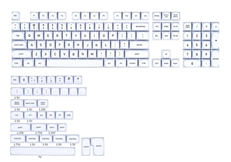 KBDFans MA White CAT 141 Key MA Profile Dye Sub PBT Keycap Set