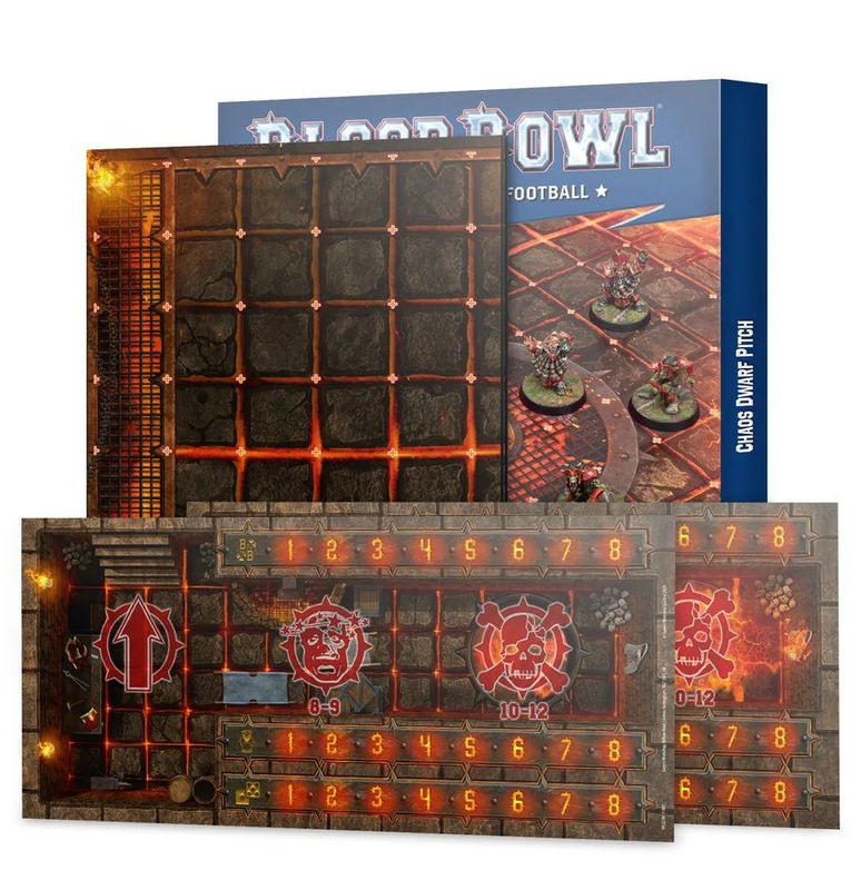 Blood Bowl Chaos Dwarf Team Double-Sided Pitch and Dugouts Set