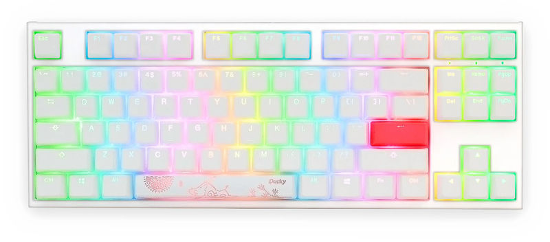 Ducky One 2 TKL RGB Pure White RGB LED Double Shot PBT Mechanical Keyboard - Switch:Cherry MX Black