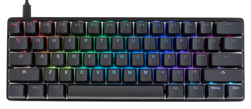 Vortex New POK3R Black Aluminum 60% RGB Double Shot PBT Mechanical Keyboard - Switch:Cherry MX Black