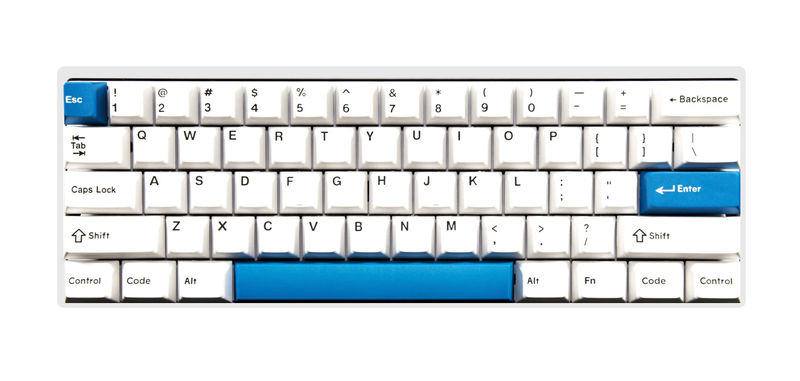 Vortex New POK3R White Aluminum 60% Double Shot PBT Mechanical Keyboard - Switch:Cherry MX Silent Red