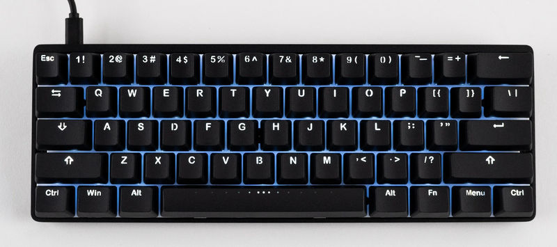 Vortex New POK3R Black Aluminum 60% White LED Double Shot PBT Mechanical Keyboard - Switch:Cherry MX Red