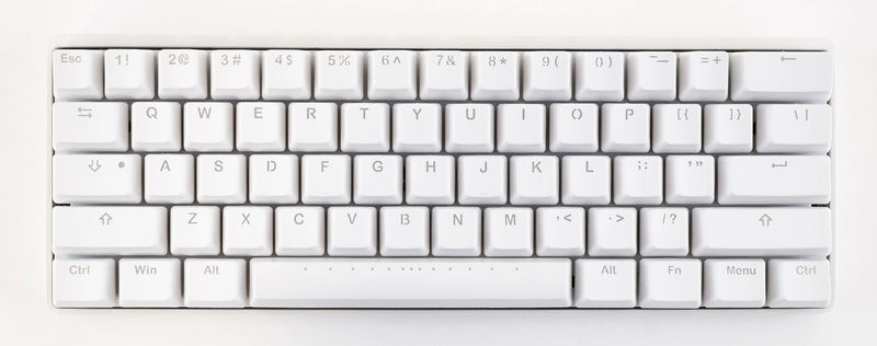 Vortex New POK3R White Aluminum 60% Blue LED Double Shot PBT Mechanical Keyboard - Switch:Cherry MX Black