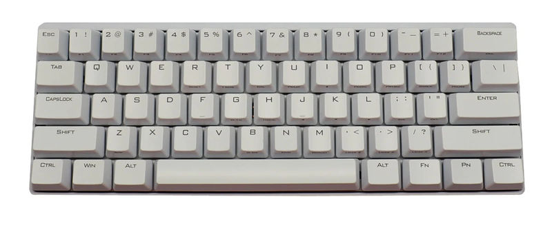 Vortex POK3R White Case Blue LED 60% Double Shot PBT Mechanical Keyboard - Switch:Cherry MX Red