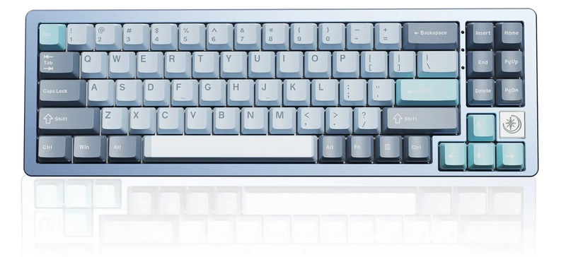 Yunzii AL71 Aluminum 65% Hotswap Bluetooth + 2.4 GHz. RGB Mechanical Keyboard - Color:Blue - Switch:Yunzii Milk