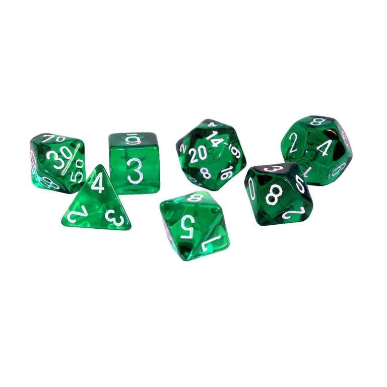 Chessex Translucent Mini Green / White 7-Die Set