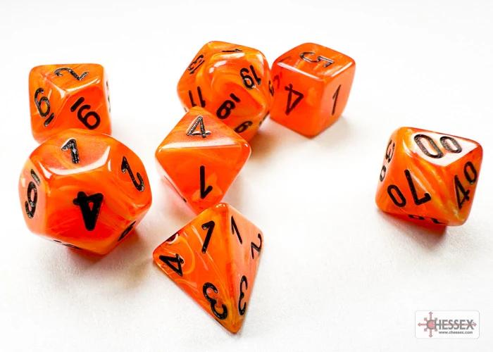 Chessex Vortex Mini Orange / Black 7-Die Set