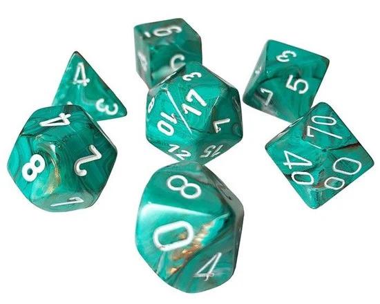 Chessex Marble Mini Oxi-Copper / White 7-Die Set