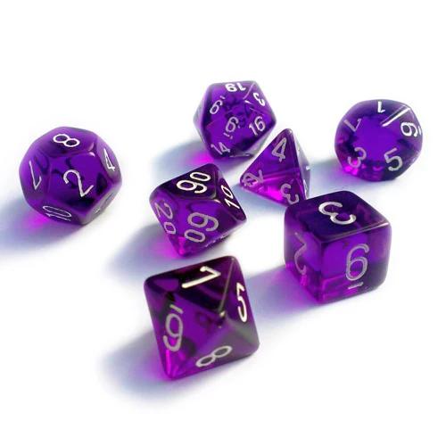 Chessex Translucent Mini Purple / White 7-Die Set