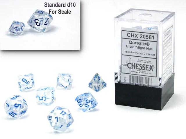 Chessex Borealis Mini Polyhedral Icicle / Light Blue Luminary 7-Die Set