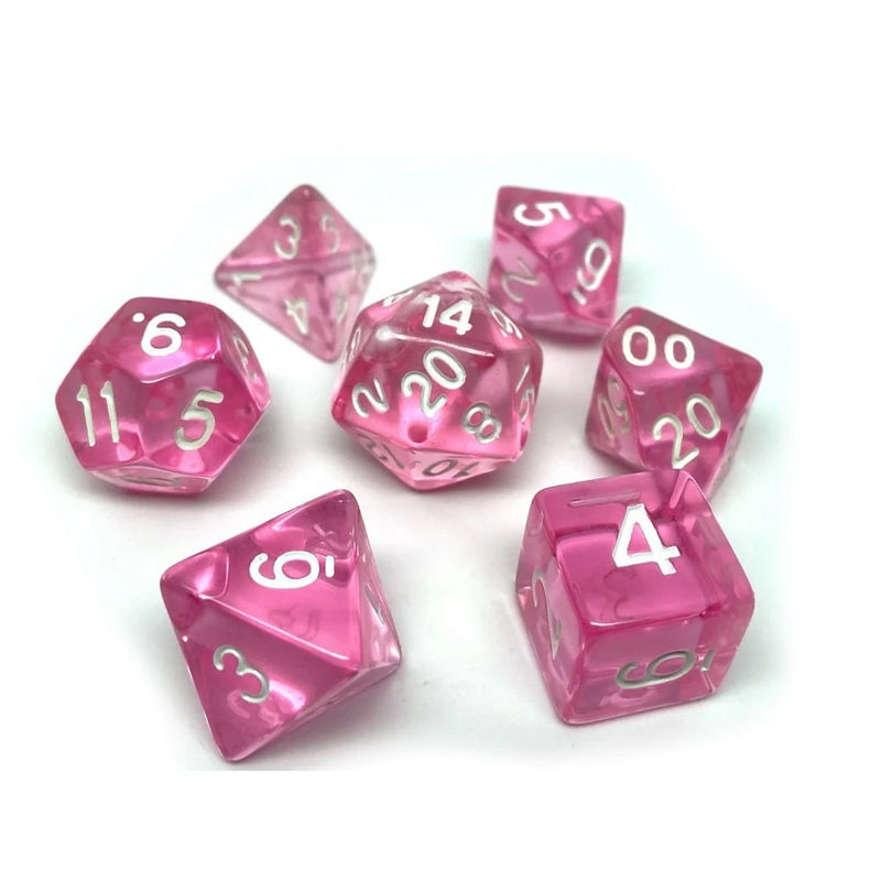 Chessex Translucent Mini Pink / White 7-Die Set