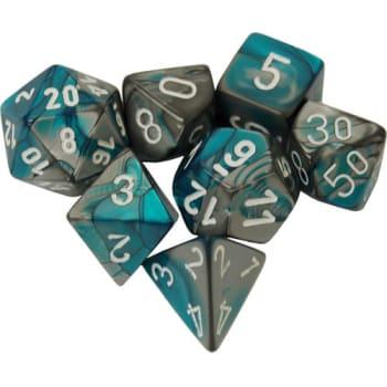 Chessex Gemini Mini Steel / Teal / White 7-Die Set