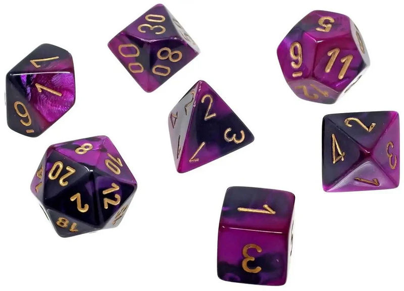 Chessex Gemini Mini Black / Purple / Gold 7-Die Set