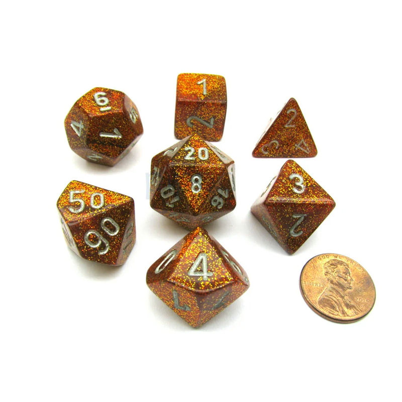 Chessex Glitter Mini 7 Die Set Gold / Silver