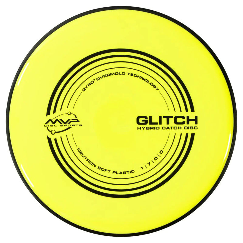 MVP Disc Sports Neutron Glitch (Soft) Disc Golf Hybrid Catch Disc (Colors May Vary) - Stamped Weight:140-144g
