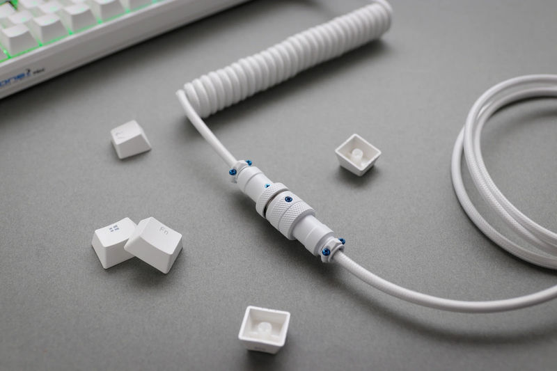 Ducky Heaven White Premicord Custom USB Cable w/ Coil