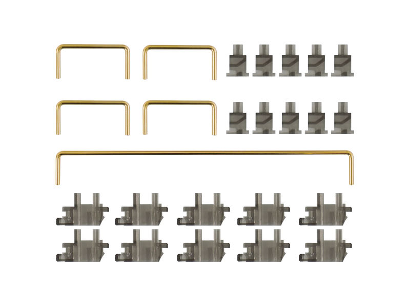 Durock Stabilizers Plate Mount Clip-in TKL Kit - Housing Color:Smokey - Wire Color:Gold