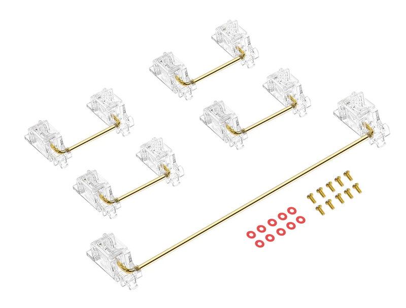 Durock Stabilizers V2 PCB Mount Screw-in TKL Kit - Housing Color:Clear - Wire Color:Gold