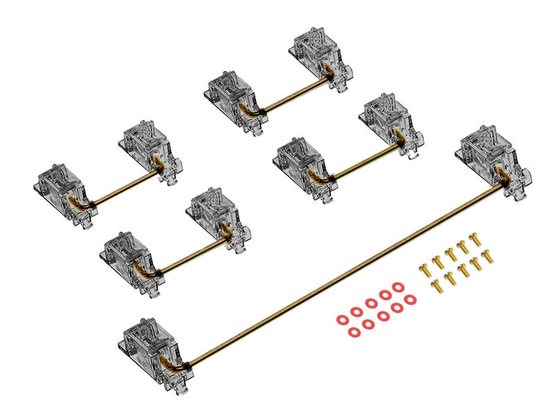 Durock Stabilizers V2 PCB Mount Screw-in TKL Kit - Housing Color:Smokey - Wire Color:Gold