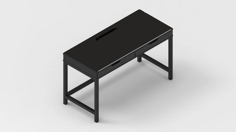 Black w/ White Stitching IKEA ALEX Desk Mat (52" / 132 cm) Full-desk Mouse Pad