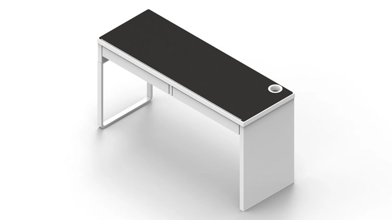 Black w/ White Stitching IKEA MICKE Desk Mat (56" / 142 cm) Full-desk Mouse Pad
