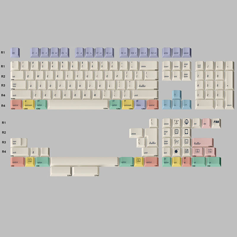 FBB 2100 Retro Creamy White Cherry Profile Keycaps Set