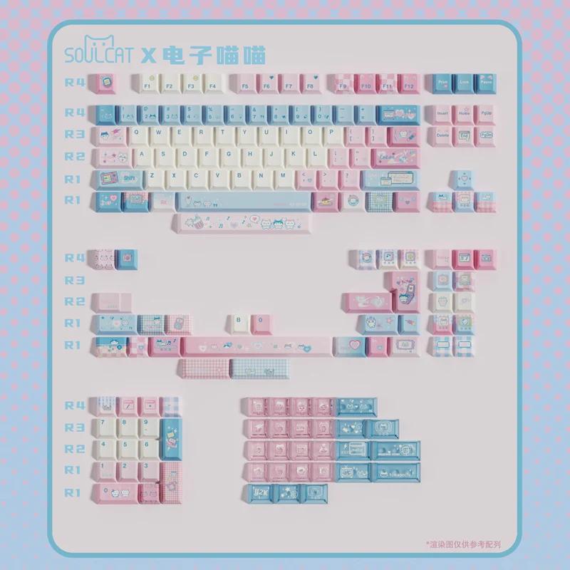 Soulcat Electronic Meow Cherry Profile PBT+PC Keycaps Set - Version:Electronic Meow