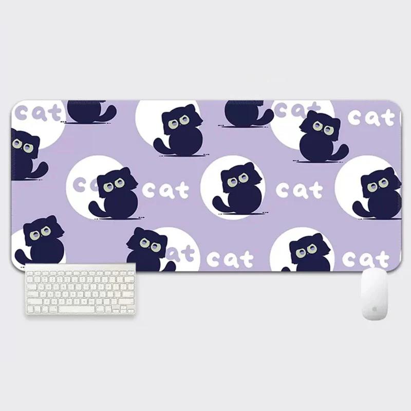 YUZNII Oversized Cartoon Kitten Mouse Pad Desk Mat - Type:800*300mm - Version:Watching cat