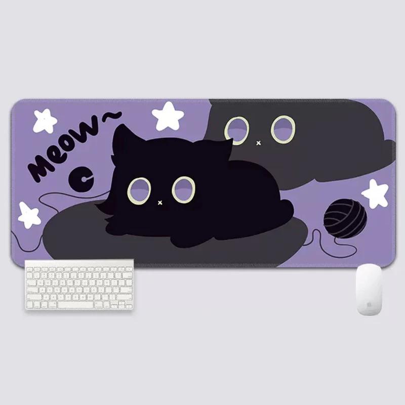 YUZNII Oversized Cartoon Kitten Mouse Pad Desk Mat - Type:800*300mm - Version:Lying cat