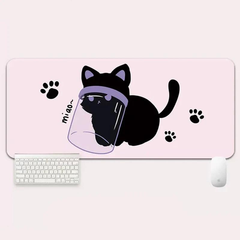 YUZNII Oversized Cartoon Kitten Mouse Pad Desk Mat - Type:800*300mm - Version:Naughty cat