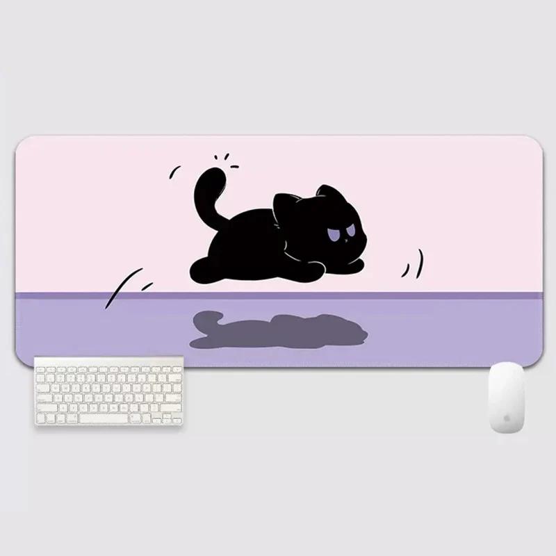 YUZNII Oversized Cartoon Kitten Mouse Pad Desk Mat - Type:800*300mm - Version:Running cat