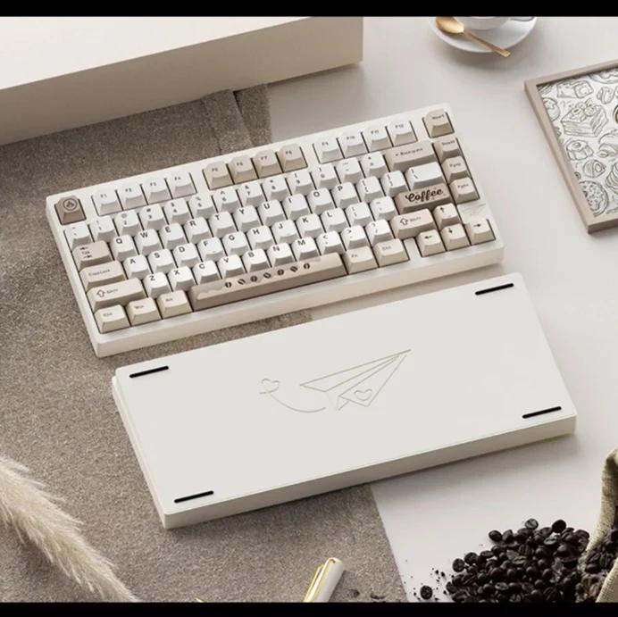 WEIKAV D75 Paper Plane Aluminum Alloy Mechanical Keyboard - Version:E-coating Coffee - Switch:Zi Yuan Switch